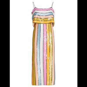 Veronica Beard Ivanna Striped Sequin Midi-Dress